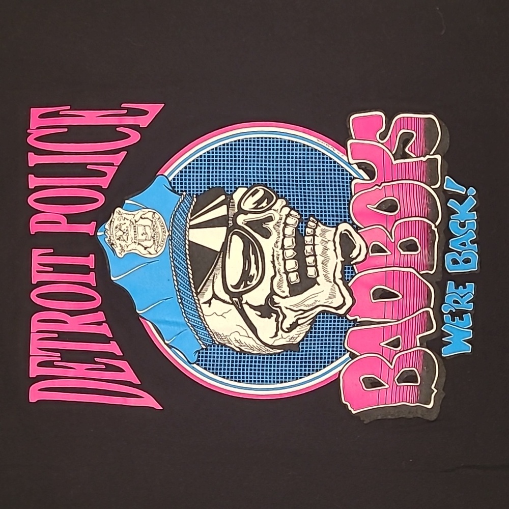 DETROIT POLICE BAD BOYS Black Cotton FOTL XL Mens Single Stitch T Shirt VTG RARE - Picture 7 of 9